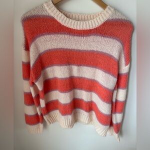 Chic Striped Coral and Cream Sweater